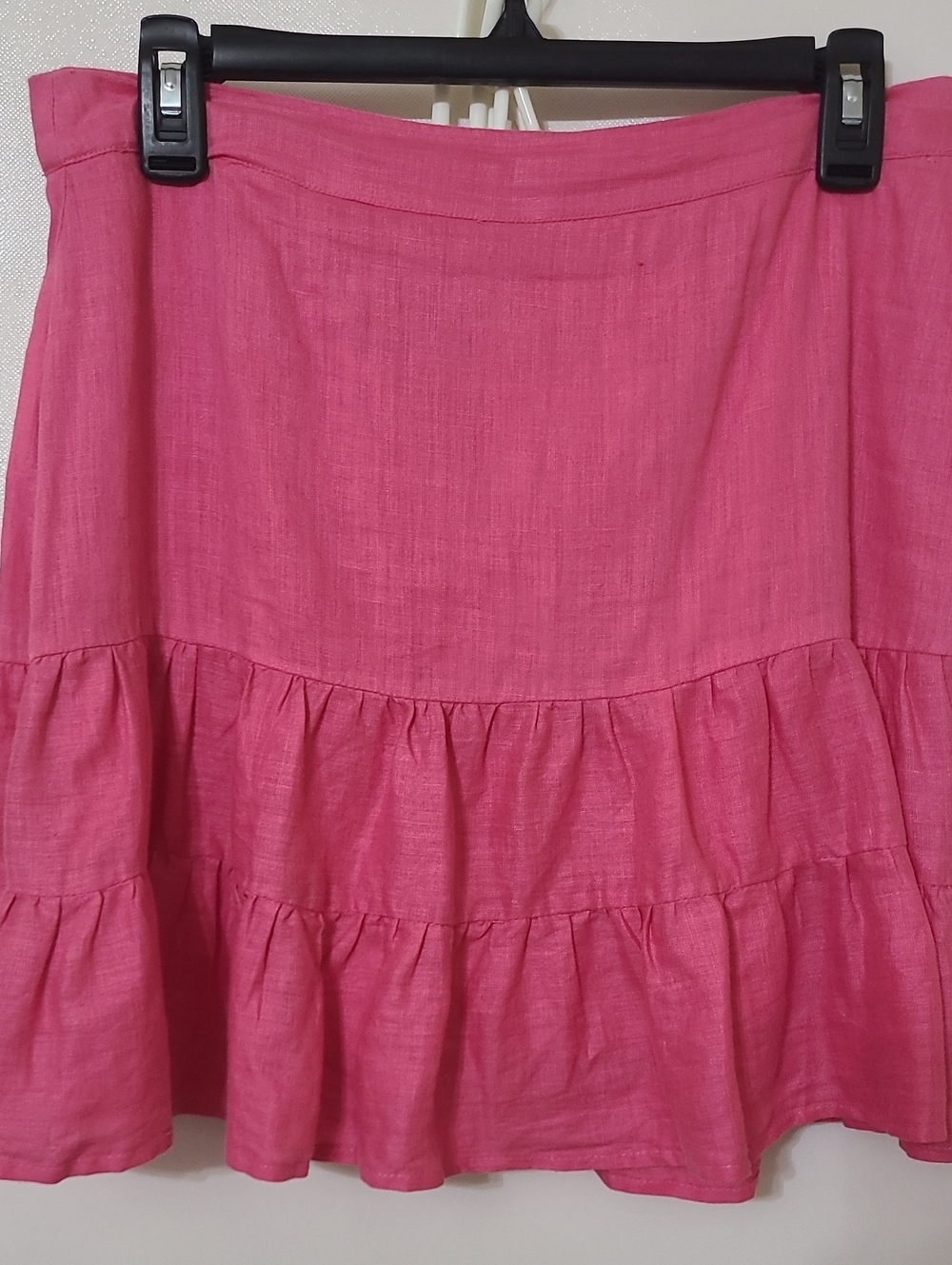 Gap Women's Pink 100% Linen Tiered Ruffle Lined Skirt Size Zip - Size 2